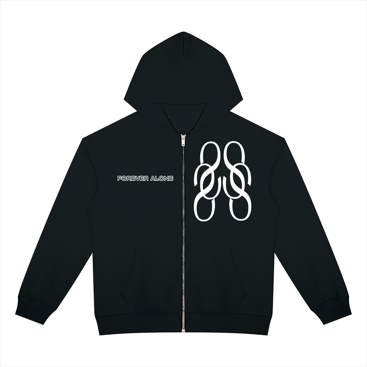 Forever Alone Black Zip Up
